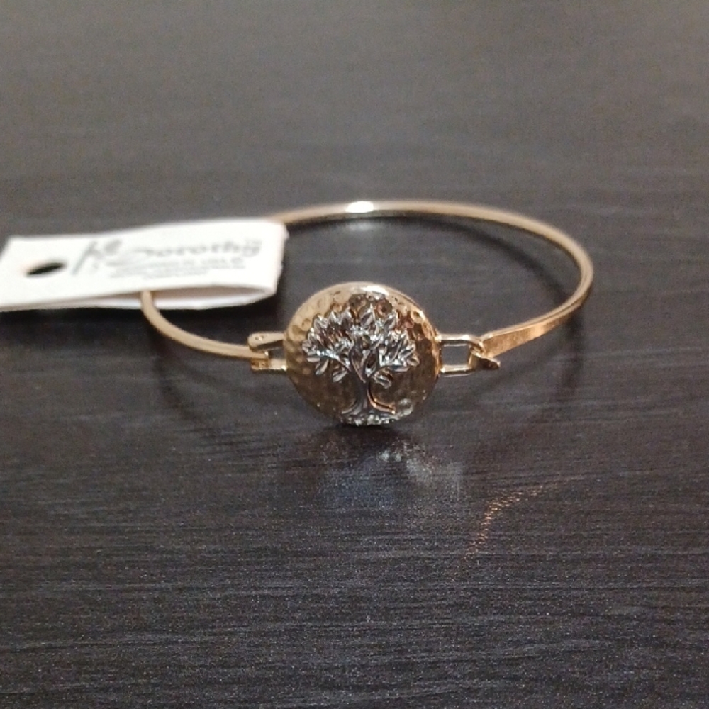 Elegant Worn Gold Tree Emblem Bracelet